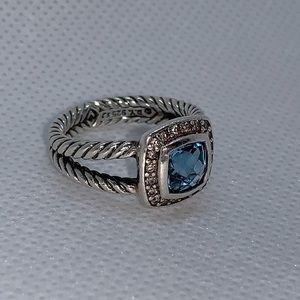 David Yurman Ring with diamond & blue topaz